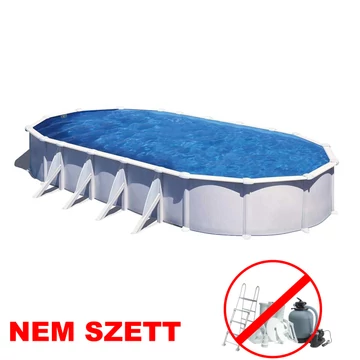 GRE fehér föld feletti fémfalú ovális medence, 500 x 300 x 120 cm 0,3mm NEM SZETT