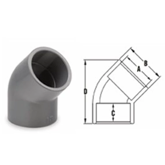 D50 PVC könyök idom 45°