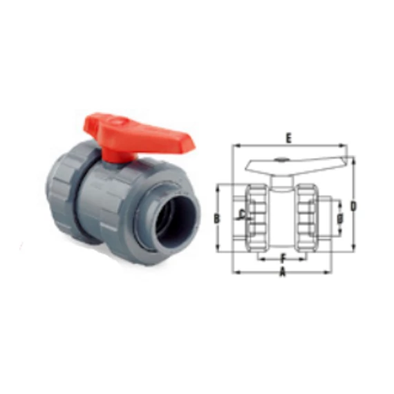 D50 PVC golyóscsap Hidroten